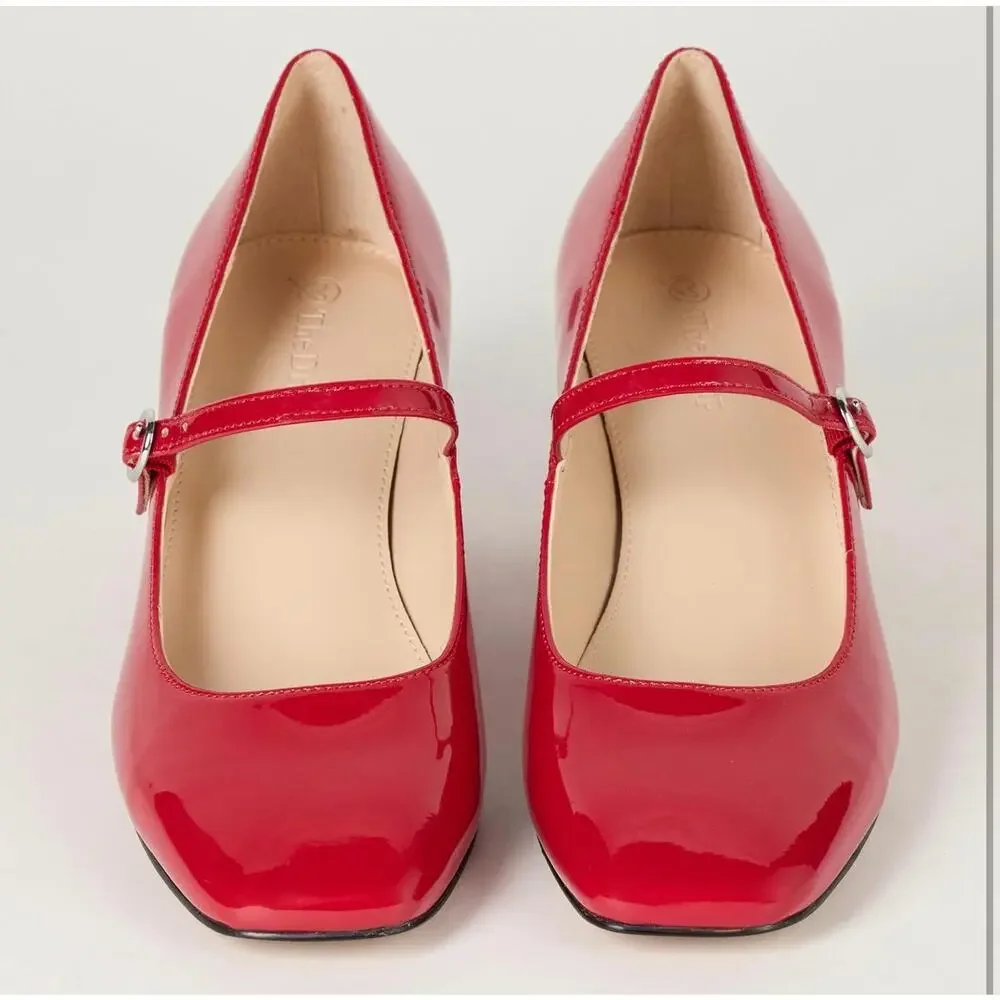 The Drop Women's Red Heeled Mary Janes